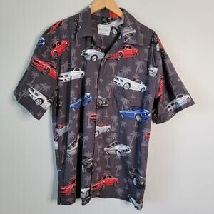 David Carey Ford Shirt Mustang Convertible Mens L Hawaiian Casual Festival Party